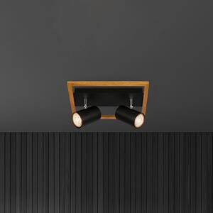 Briloner Spot de tavan Frey cadru din lemn GU10 negru 2-lumini, reglabil, Negru, Camera de zi / sufragerie, Metal, Modern, Plafon cu flacără multiplă