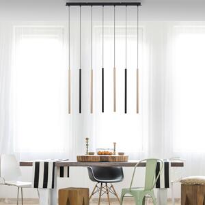 Paul Neuhaus Flute lampă suspendată LED dimabilă, 7 becuri, reglabil, Negru, Camera de zi / sufragerie, Metal, Modern