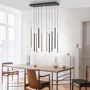 Paul Neuhaus Flute lampă suspendată LED dimabilă, 10 becuri, reglabil, Negru, Camera de zi / sufragerie, Metal, Modern
