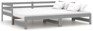Pat extensibil de zi, gri, 2x(90x200) cm, lemn masiv de pin