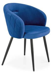 Scaun tapitat K430, albastru/negru, stofa catifelata/metal, 51x54x77 c
