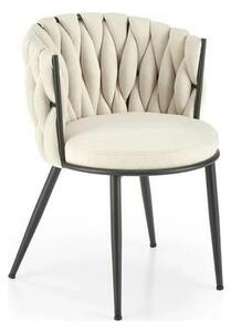 Scaun dining modern K516, bej/negru, stofa clasica/otel, 57x60x79 cm