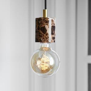 Nordlux Siv lampă suspendată cu cilindru de marmura, maro, reglabil, Maro / Rugină, Camera de zi / sufragerie, Piatră