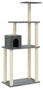 Ansamblu pisici cu stâlpi din funie de sisal, gri închis 147 cm