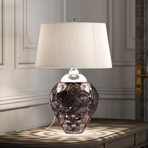 Quintiesse Lampă de masă Samara, Ø 45,7 cm, roz, material textil, sticlă, 2 lumini, Roz / Rosé, Camera de zi / sufragerie, Sticlă, Design