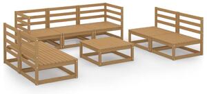 Set mobilier de grădină, 8 piese, maro miere, lemn masiv de pin