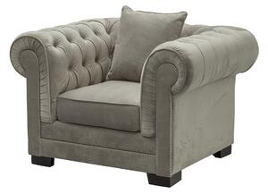 Fotoliu Chesterfield Classic Velvet Light Grey 118x96x77cm