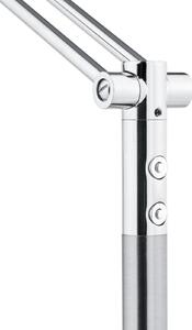 HELL Evolo lampă arc LED, CCT, nichel mat/crom, reglabil, Gri, Camera de zi / sufragerie, Metal, Modern