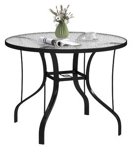 Outsunny Masă Rotundă de Grădină pentru Maxim 4 Persoane cu Gaură pentru Umbrelă, Ø96,5x71 cm, Negru | Aosom Romania