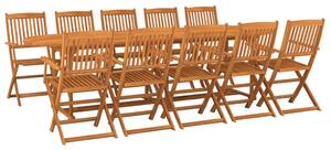 Set de masă pentru grădină, 11 piese, lemn masiv de acacia