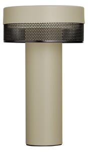 HELL Lampă de masă LED Baterie reîncărcabilă Mesh, înălțime 24cm, nisip/negru, reglabil, Bej, Camera de zi / sufragerie, Metal, Modern