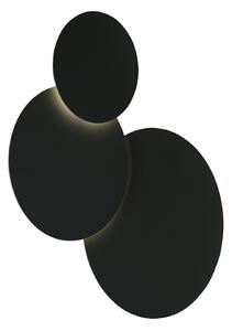 HELL Tilda aplică LED rotundă 3 becuri negru, reglabil, Negru, Camera de zi / sufragerie, Metal, Modern