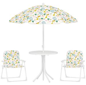 AIYAPLAY Set de Mobilier de Grădină din 4 Piese cu Masă, Scaune și Umbrelă de Soare Reglabilă, 50xΦ49,5 cm, Verde | Aosom Romania