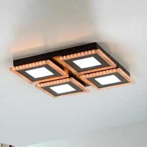 JUST LIGHT. GmbH Acri plafonieră LED CCT RGB telecomandă 44x44cm, reglabil, Negru, Camera de zi / sufragerie, Metal, Modern, Plafon cu flacără multiplă