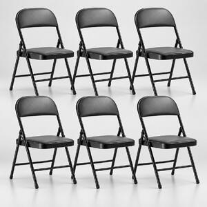 Set 6 scaune pliante cu sezut Buretat, 42x42x78 cm, Cadru Metalic, pentru Evenimente/Casa