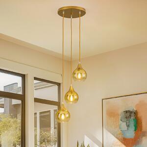 Eko-Light Lampă suspendată Monte, 3 becuri, rotundă, auriu, reglabil, Auriu / Alamă, Camera de zi / sufragerie, Sticlă, Modern