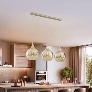 Eko-Light Lampă suspendată Monte, 3 becuri, bară, argintiu, reglabil, Gri, Camera de zi / sufragerie, Sticlă, Modern