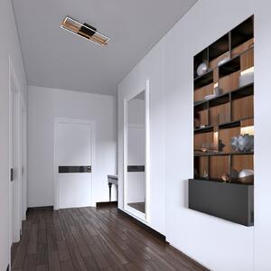 Briloner Plafonieră LED 3777015 dreptunghi cu element lemn, Negru, Camera de zi / sufragerie, Metal, Modern
