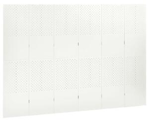 Paravan de cameră cu 6 panouri, alb, 240x180 cm, oțel