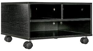 HOMCOM Cabinet pentru Imprimantă cu 2 Rafturi, Birou din Lemn și Cabinet de studiu cu Roți, 47x40x22.5 cm, Negru