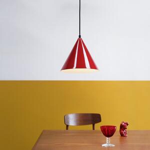 Dyberg Larsen Lampă suspendată Ron, roșu închis lucios, reglabil, Roșu, Camera de zi / sufragerie, Metal, Scandinavă