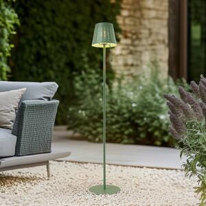 Lindby Lampă de podea solară LED Hilario, verde, fier, baterie, reglabil, Verde, Metal, Umbrelă în picioare