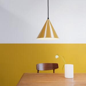 Dyberg Larsen Lampă suspendată Ron, galben curry lucios, reglabil, Galben, Camera de zi / sufragerie, Metal, Scandinavă