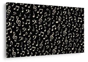 Tablou note muzicale pe fundal negru
