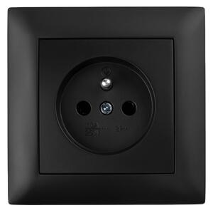 Priză simplă cu împământare și ramă OSTE JNH001-G Black