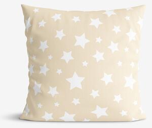 Goldea față de pernă decorativă loneta - steluțe albe pe bej 45 x 45 cm
