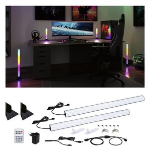 Paulmann set de 2 EntertainLED Lightbar Dynamic RGB 60cm bază, reglabil, Negru, Camera de zi / sufragerie, Metal, Modern