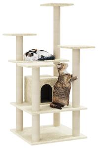 Ansamblu pisici cu stâlpi din funie de sisal, crem, 110 cm