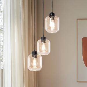 Eko-Light Lampă suspendată Sombra, chihlimbar, 3 becuri, rotundă, reglabil, Camera de zi / sufragerie, Sticlă