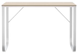 Birou de calculator, alb/stejar, 110x60x73 cm, lemn prelucrat