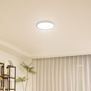 Lindby plafonieră LED Pravin, Ø 40 cm, CCT, alb, Alb, Camera de zi / sufragerie, Plastic, Modern