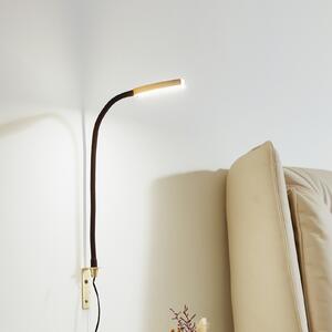 Lindby LED lampă de citit Flexola, auriu, rotund, metal, fișă, reglabil, Negru, dormitor, Metal