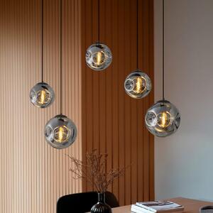 Lindby Suspensie Valentina, E27, înălțime 125,5 cm, gri, sticlă, reglabil, Gri, Camera de zi / sufragerie, Sticlă, Design