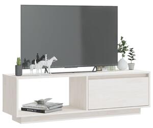 Comodă TV, alb, 110x30x33,5 cm, lemn masiv de pin