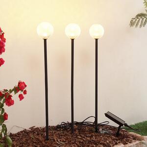 Lindby Lampa solară LED Brindley, set de 3, negru, sticlă, Negru, Aluminiu, Modern