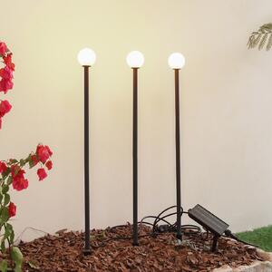 Lindby Lampa solară cu LED Freydis, set de 3, negru, 2.000 K, Negru, Aluminiu, Modern