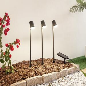 Lindby Lampa solară cu LED Myric, set de 3, negru, aluminiu, 3.000K, Negru, Aluminiu, Modern
