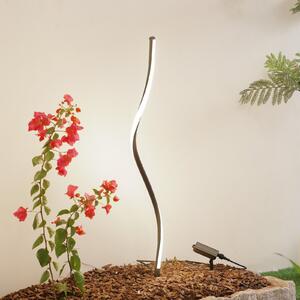 Lindby Lampa solară cu LED Sabriel, curbată, neagră, aluminiu, 3000K, Negru, Aluminiu, Modern