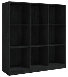 Bibliotecă/Separator cameră negru 104x33,5x110cm lemn masiv pin