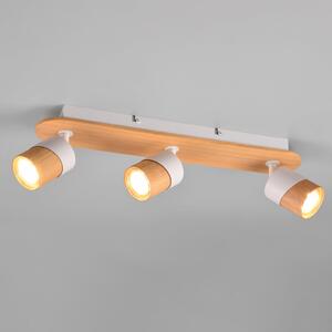 Trio Lighting Aruni plafonieră din lemn, 3 becuri alb, reglabil, Lemn, Camera de zi / sufragerie, Lemn, Modern, Plafon semicircular cu spațiere