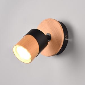 Trio Lighting Aruni spot perete din lemn, 1 bec, negru, reglabil, Lemn, Camera de zi / sufragerie, Lemn, Modern, Spot de perete