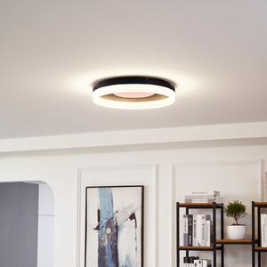 Lucande Smart LED plafonieră Squillo negru Tuya RGBW CCT, reglabil, Negru, Camera de zi / sufragerie, Plastic, Modern
