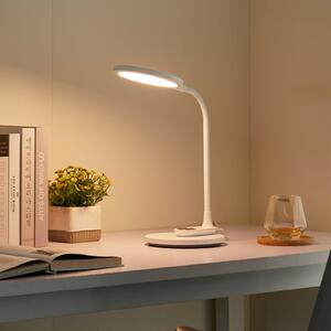 Lindby Lampă de masă cu LED Valtaria, alb, CCT, reglabilă, reglabil, Alb, Studiu / Birou, Plastic, Modern
