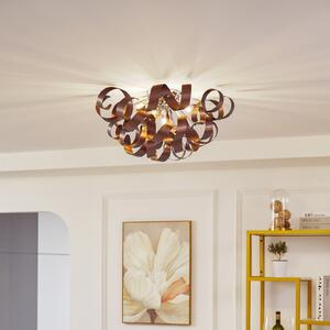 Lucande Plafonieră Kaelor, Ø 60 cm, culoare cupru, aluminiu, reglabil, Cupru, Camera de zi / sufragerie, Aluminiu, Design