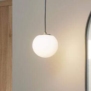 Lucande Lampă suspendată Bidolo, alamă, sticlă, 15 cm, IP44, reglabil, Auriu / Alamă, Baie, Sticlă, glob