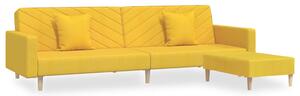 Canapea extensibilă 2 locuri, 2 perne&taburet, galben, textil